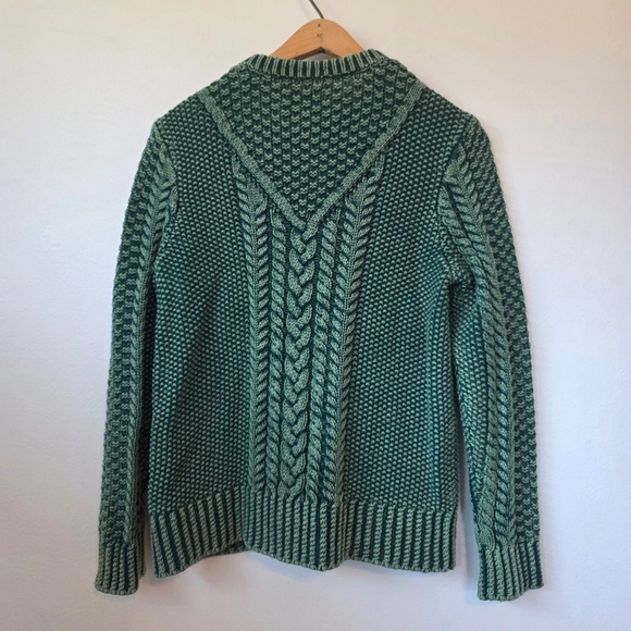 LL Bean Signature Women's Green Cotton Fisherman Sweater - Small - Picture 2 of 4